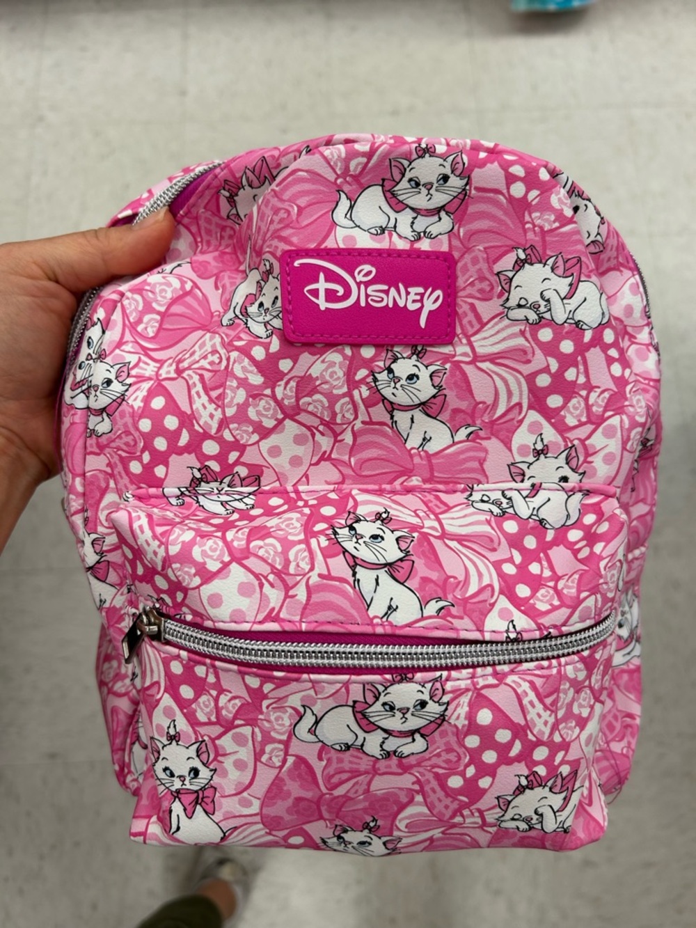 NWT Licensed Disney Pink Marie Print Backpack 9x5x11”